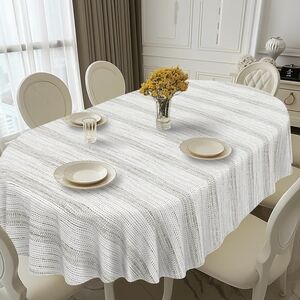 Elegant French Country Printed Oval Tablecloth for Dining Table Size 60 X 84